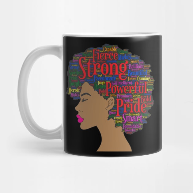 Afro Word Art Design For Strong Black Women Or Girl Print by Linco